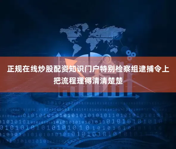 正规在线炒股配资知识门户特别检察组逮捕令上把流程理得清清楚楚